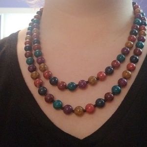Multi-Colored Wooden Bead Necklace